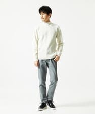 MKFAD61099 MK MICHEL KLEIN HOMME(MKミッシェルクランオム) 【洗濯機で洗える】モックネックニット / ランダムタックストライプ ホワイト