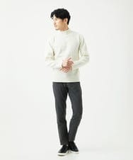 MKFAD61099 MK MICHEL KLEIN HOMME(MKミッシェルクランオム) 【洗濯機で洗える】モックネックニット / ランダムタックストライプ ホワイト