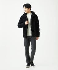 MKFAD61099 MK MICHEL KLEIN HOMME(MKミッシェルクランオム) 【洗濯機で洗える】モックネックニット / ランダムタックストライプ ホワイト