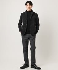 MKFAD61099 MK MICHEL KLEIN HOMME(MKミッシェルクランオム) 【洗濯機で洗える】モックネックニット / ランダムタックストライプ ブラック