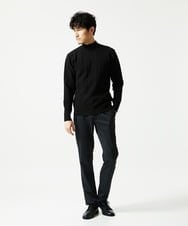 MKFAD61099 MK MICHEL KLEIN HOMME(MKミッシェルクランオム) 【洗濯機で洗える】モックネックニット / ランダムタックストライプ ブラック