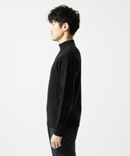 MKFAD61099 MK MICHEL KLEIN HOMME(MKミッシェルクランオム) 【洗濯機で洗える】モックネックニット / ランダムタックストライプ ブラック