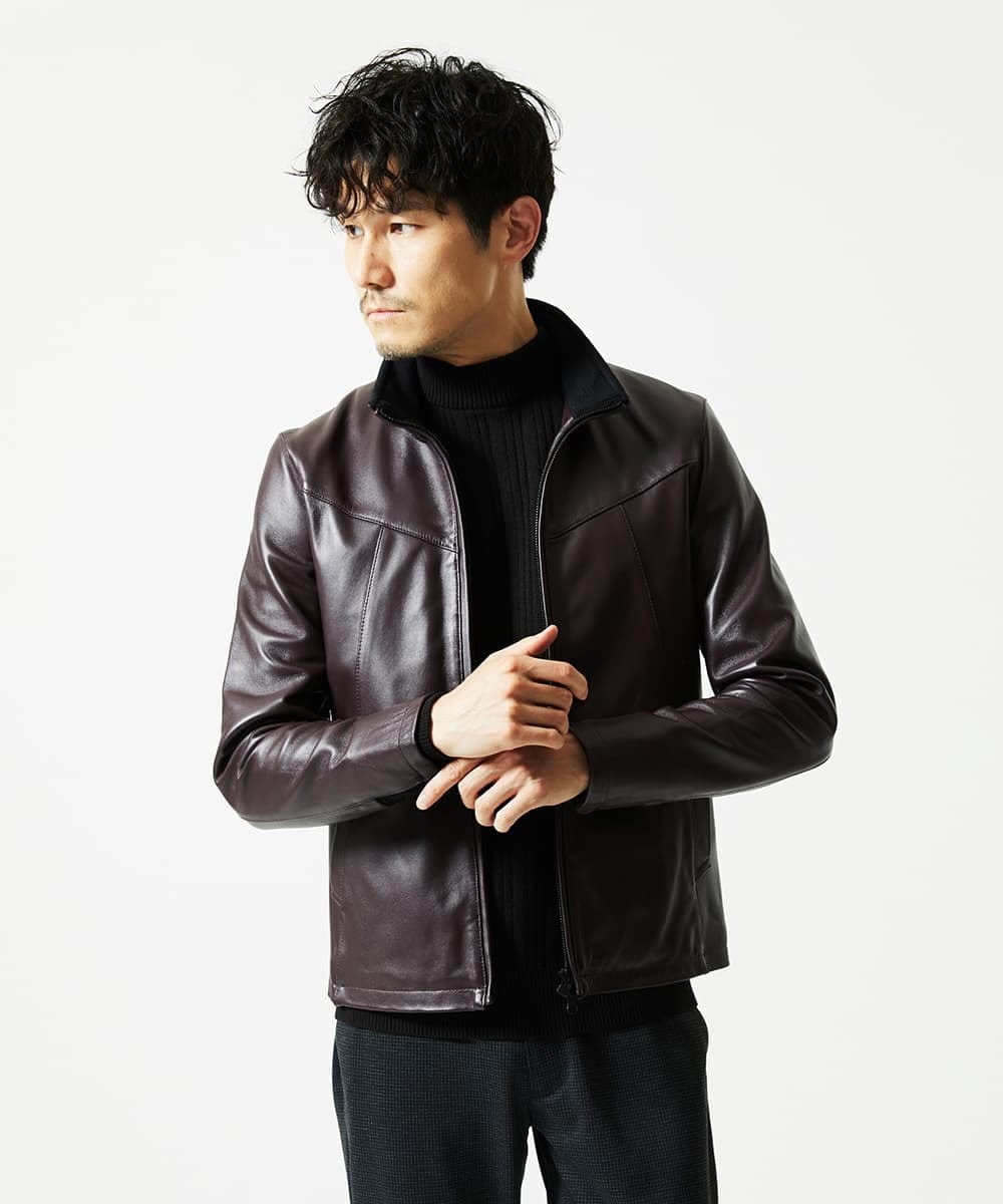 MKFAD61099 MK MICHEL KLEIN HOMME(MKミッシェルクランオム) 【洗濯機で洗える】モックネックニット / ランダムタックストライプ ブラック