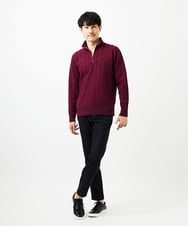 MKFAD62110 MK MICHEL KLEIN HOMME(MKミッシェルクランオム) 【洗える/リサイクル糸使用】ハーフジップニット / ミックスヘリンボン パープル