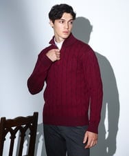 MKFAD62110 MK MICHEL KLEIN HOMME(MKミッシェルクランオム) 【洗える/リサイクル糸使用】ハーフジップニット / ミックスヘリンボン パープル