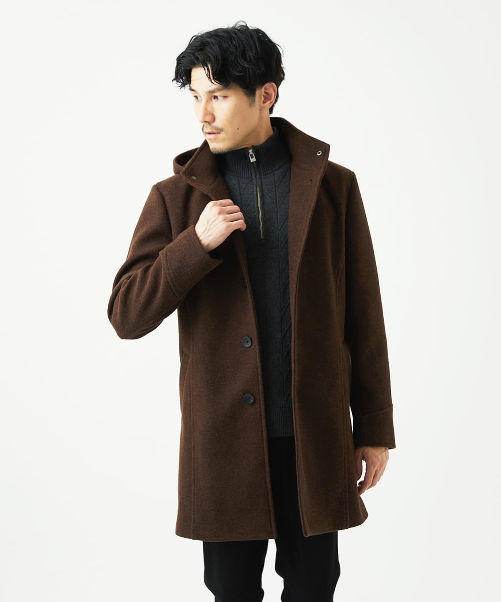 MKFAD62110 MK MICHEL KLEIN HOMME(MKミッシェルクランオム) 【洗える/リサイクル糸使用】ハーフジップニット / ミックスヘリンボン ダークグレー