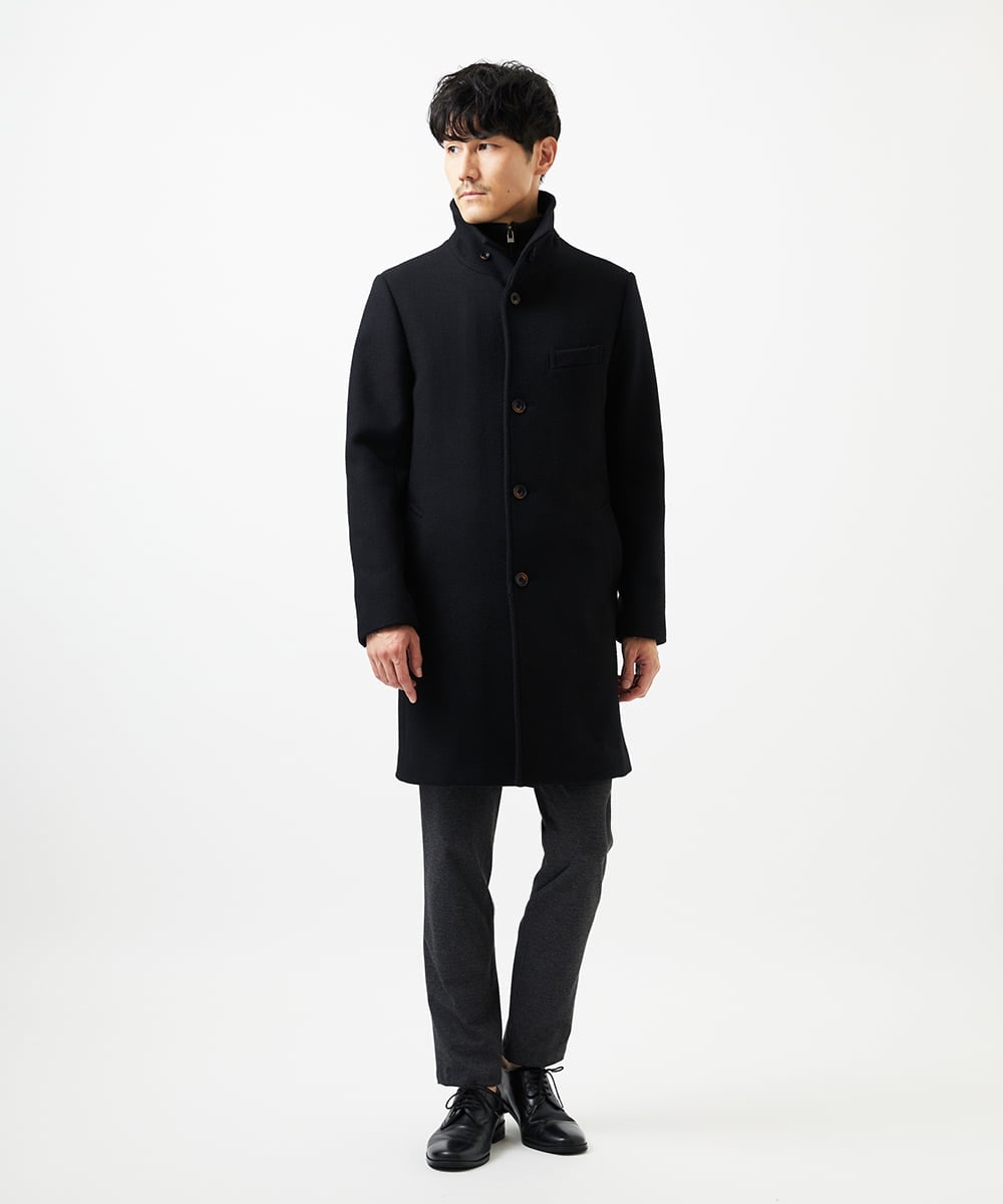 MKFAD62110 MK MICHEL KLEIN HOMME(MKミッシェルクランオム) 【洗える/リサイクル糸使用】ハーフジップニット / ミックスヘリンボン ダークグレー