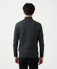 MKFAD62110 MK MICHEL KLEIN HOMME(MKミッシェルクランオム) 【洗える/リサイクル糸使用】ハーフジップニット / ミックスヘリンボン ダークグレー