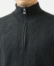 MKFAD62110 MK MICHEL KLEIN HOMME(MKミッシェルクランオム) 【洗える/リサイクル糸使用】ハーフジップニット / ミックスヘリンボン ダークグレー