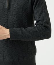 MKFAD62110 MK MICHEL KLEIN HOMME(MKミッシェルクランオム) 【洗える/リサイクル糸使用】ハーフジップニット / ミックスヘリンボン ダークグレー