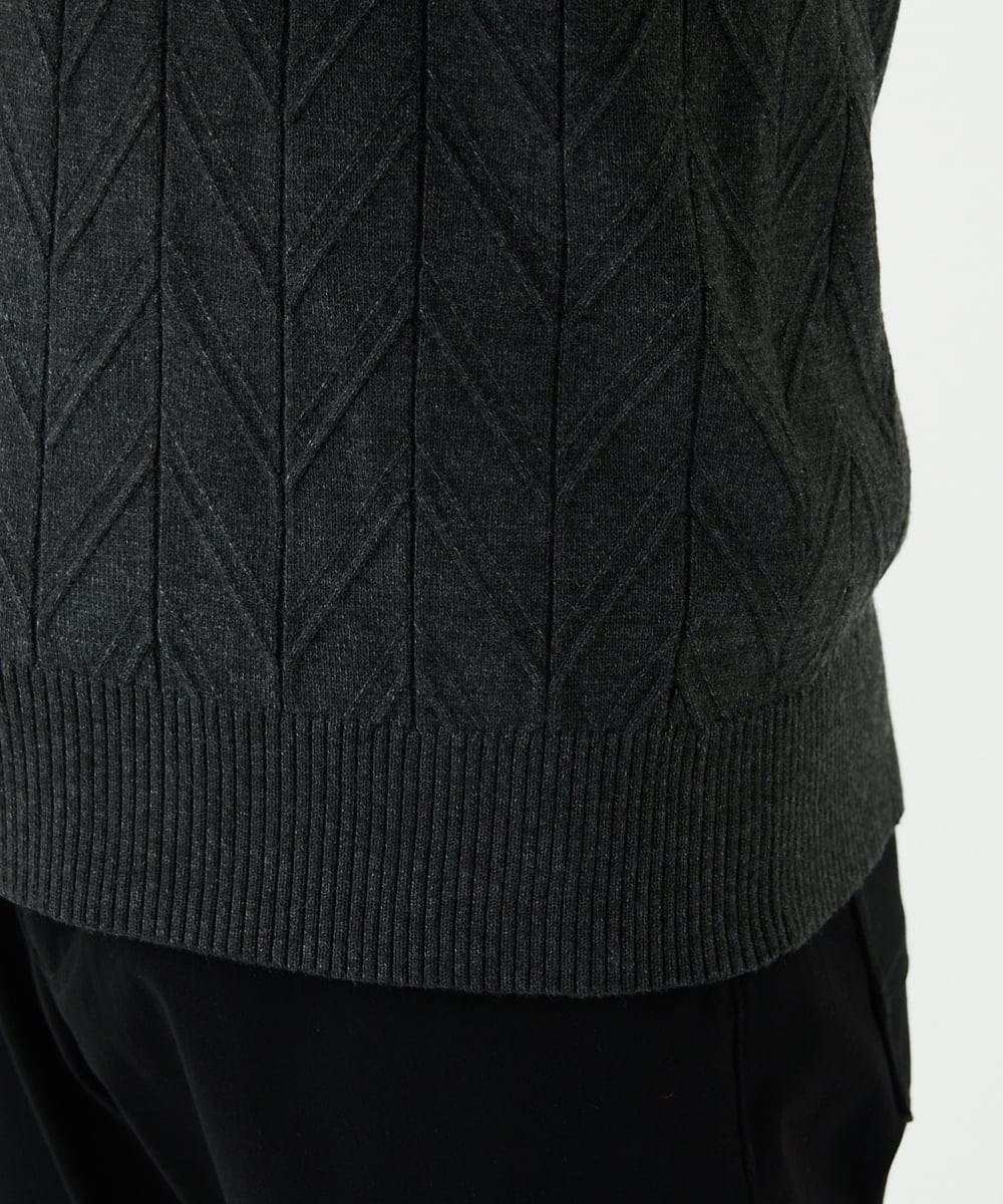 MKFAD62110 MK MICHEL KLEIN HOMME(MKミッシェルクランオム) 【洗える/リサイクル糸使用】ハーフジップニット / ミックスヘリンボン ダークグレー