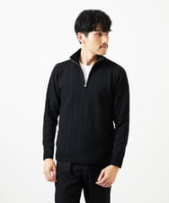 MKFAD62110 MK MICHEL KLEIN HOMME(MKミッシェルクランオム) 【洗える/リサイクル糸使用】ハーフジップニット / ミックスヘリンボン ブラック