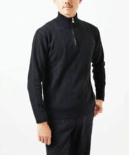 MKFAD62110 MK MICHEL KLEIN HOMME(MKミッシェルクランオム) 【洗える/リサイクル糸使用】ハーフジップニット / ミックスヘリンボン ブラック