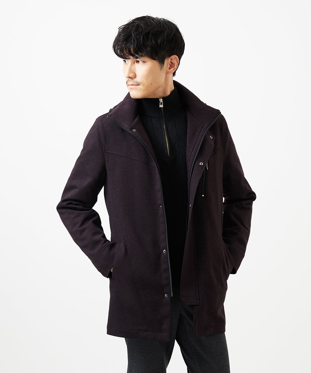 MKFAD62110 MK MICHEL KLEIN HOMME(MKミッシェルクランオム) 【洗える/リサイクル糸使用】ハーフジップニット / ミックスヘリンボン ブラック