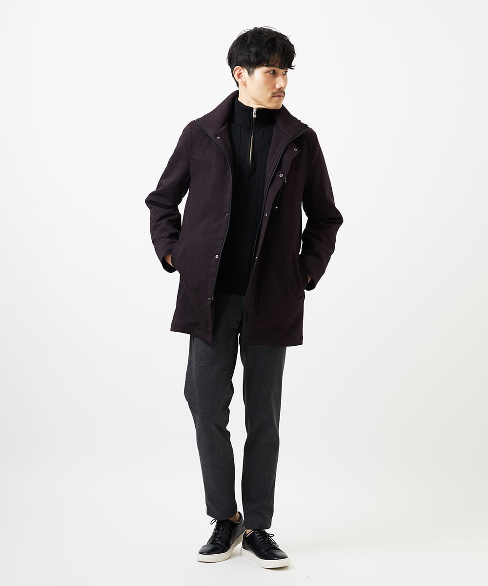 MKFAD62110 MK MICHEL KLEIN HOMME(MKミッシェルクランオム) 【洗える/リサイクル糸使用】ハーフジップニット / ミックスヘリンボン ブラック