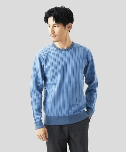 MKFAD63099 MK MICHEL KLEIN HOMME 【クルーネック/洗濯機で洗える】ランダムタックストライプクルーネックニット