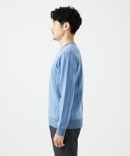 MKFAD63099 MK MICHEL KLEIN HOMME(MKミッシェルクランオム) 【クルーネック/洗濯機で洗える】ランダムタックストライプクルーネックニット ライトブルー
