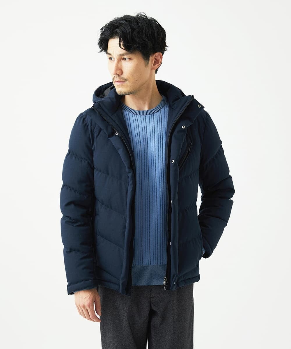 MKFAD63099 MK MICHEL KLEIN HOMME(MKミッシェルクランオム) 【クルーネック/洗濯機で洗える】ランダムタックストライプクルーネックニット ライトブルー