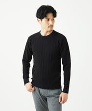 MKFAD63099 MK MICHEL KLEIN HOMME(MKミッシェルクランオム) 【クルーネック/洗濯機で洗える】ランダムタックストライプクルーネックニット ネイビー