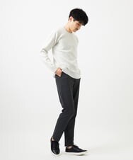 MKFAD63099 MK MICHEL KLEIN HOMME(MKミッシェルクランオム) 【クルーネック/洗濯機で洗える】ランダムタックストライプクルーネックニット ライトグレー