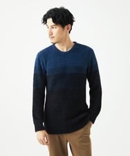 MKFAF25095 MK MICHEL KLEIN HOMME(MKミッシェルクランオム) 【洗える/ソフトタッチ】プルオーバーニット / フェザーヤーン ネイビー