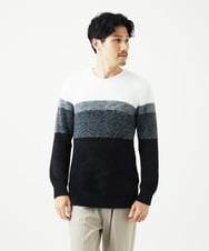 MKFAF25095 MK MICHEL KLEIN HOMME(MKミッシェルクランオム) 【洗える/ソフトタッチ】プルオーバーニット / フェザーヤーン ブラック