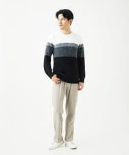 MKFAF25095 MK MICHEL KLEIN HOMME(MKミッシェルクランオム) 【洗える/ソフトタッチ】プルオーバーニット / フェザーヤーン ブラック