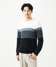 MKFAF25095 MK MICHEL KLEIN HOMME(MKミッシェルクランオム) 【洗える/ソフトタッチ】プルオーバーニット / フェザーヤーン ブラック