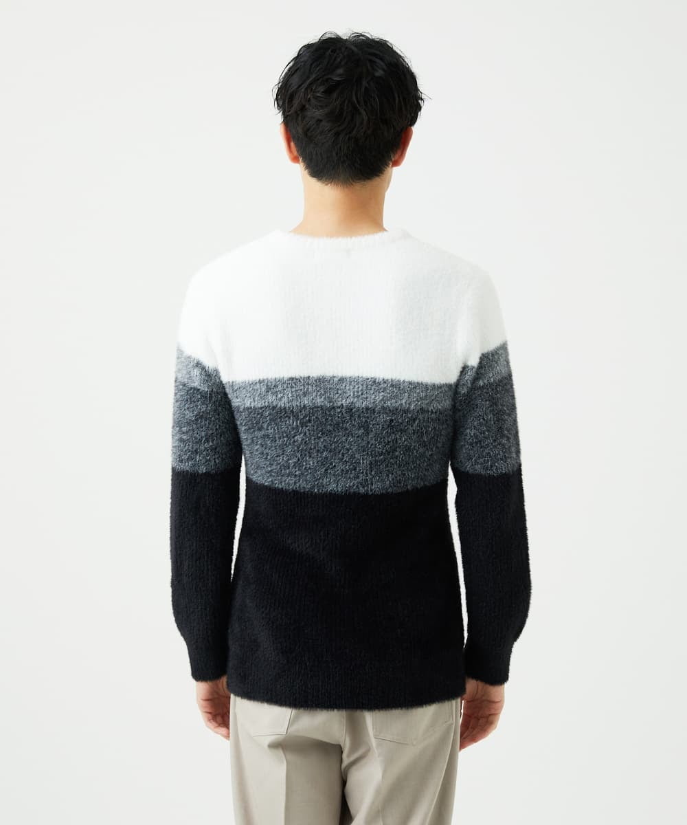 MKFAF25095 MK MICHEL KLEIN HOMME(MKミッシェルクランオム) 【洗える/ソフトタッチ】プルオーバーニット / フェザーヤーン ブラック