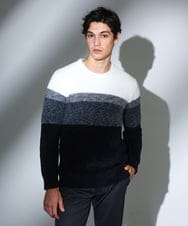 MKFAF25095 MK MICHEL KLEIN HOMME(MKミッシェルクランオム) 【洗える/ソフトタッチ】プルオーバーニット / フェザーヤーン ブラック