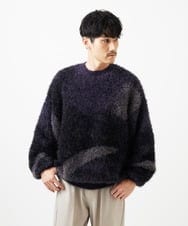 MKFAF81110 MK MICHEL KLEIN HOMME(MKミッシェルクランオム) 【リラックスサイズ/フリーサイズ】マーブルシャギーニット ブルー