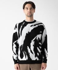 MKFAF85090 MK MICHEL KLEIN HOMME(MKミッシェルクランオム) 【リラックスシルエット/洗える】ジャガードニット ブラック