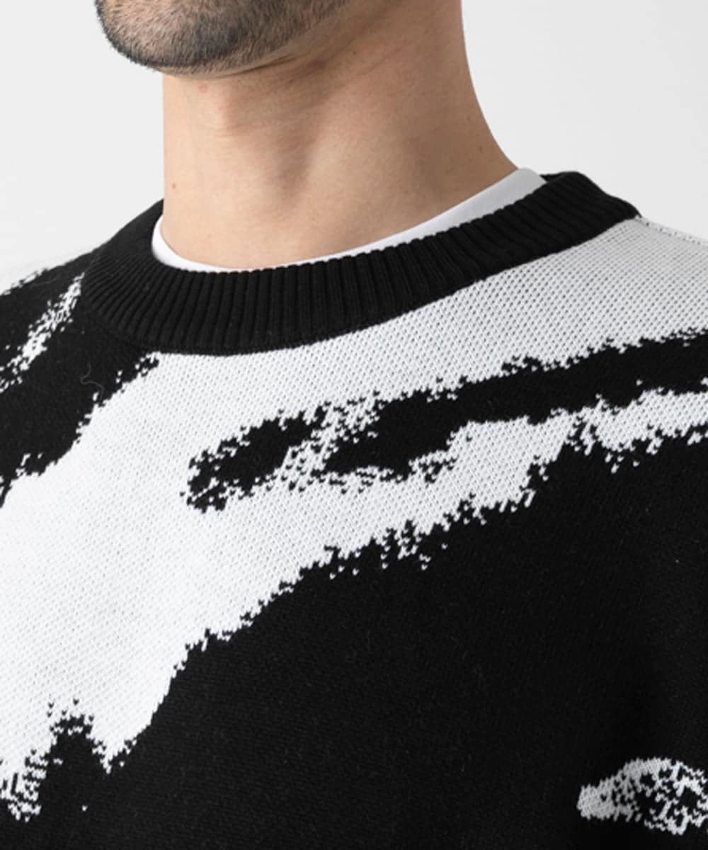 MKFAF85090 MK MICHEL KLEIN HOMME(MKミッシェルクランオム) 【リラックスシルエット/洗える】ジャガードニット ブラック