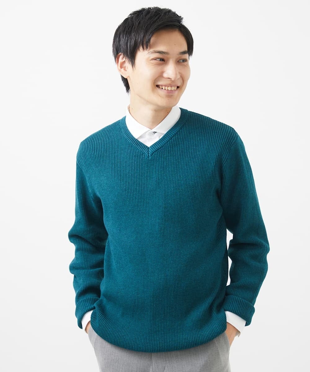MKFDA65089 MK MICHEL KLEIN HOMME(MKミッシェルクランオム) 【在庫限り！/洗える/冬春兼用】Vネックニット/綿タッチポリエステル レッド