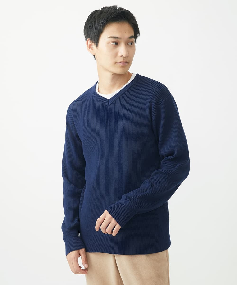MKFDA65089 MK MICHEL KLEIN HOMME(MKミッシェルクランオム) 【在庫限り！/洗える/冬春兼用】Vネックニット/綿タッチポリエステル レッド