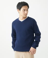 MKFDA65089 MK MICHEL KLEIN HOMME(MKミッシェルクランオム) 【在庫限り！/洗える/冬春兼用】Vネックニット/綿タッチポリエステル レッド