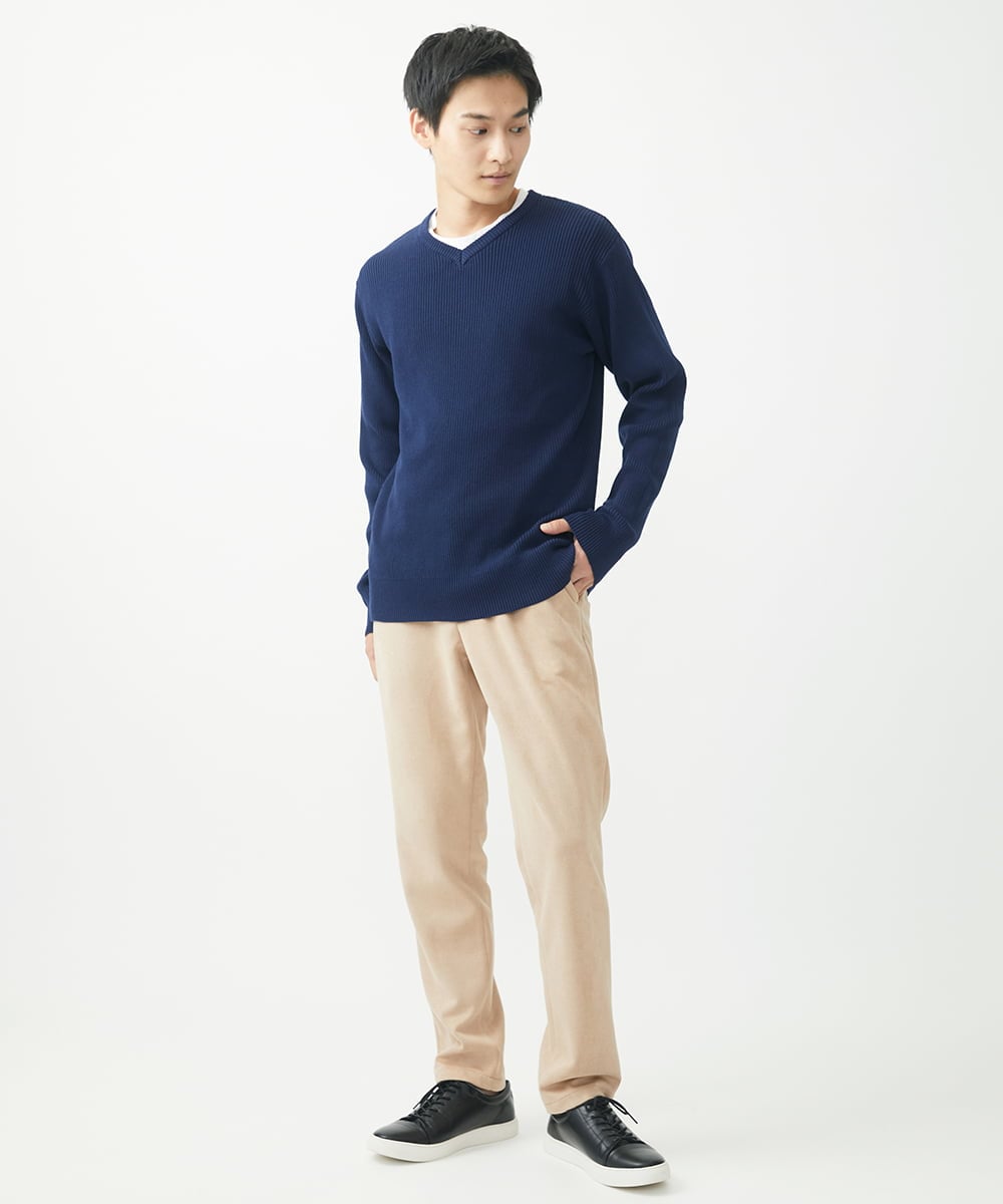 MKFDA65089 MK MICHEL KLEIN HOMME(MKミッシェルクランオム) 【在庫限り！/洗える/冬春兼用】Vネックニット/綿タッチポリエステル レッド