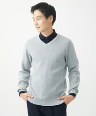 MKFDA65089 MK MICHEL KLEIN HOMME(MKミッシェルクランオム) 【在庫限り！/洗える/冬春兼用】Vネックニット/綿タッチポリエステル レッド