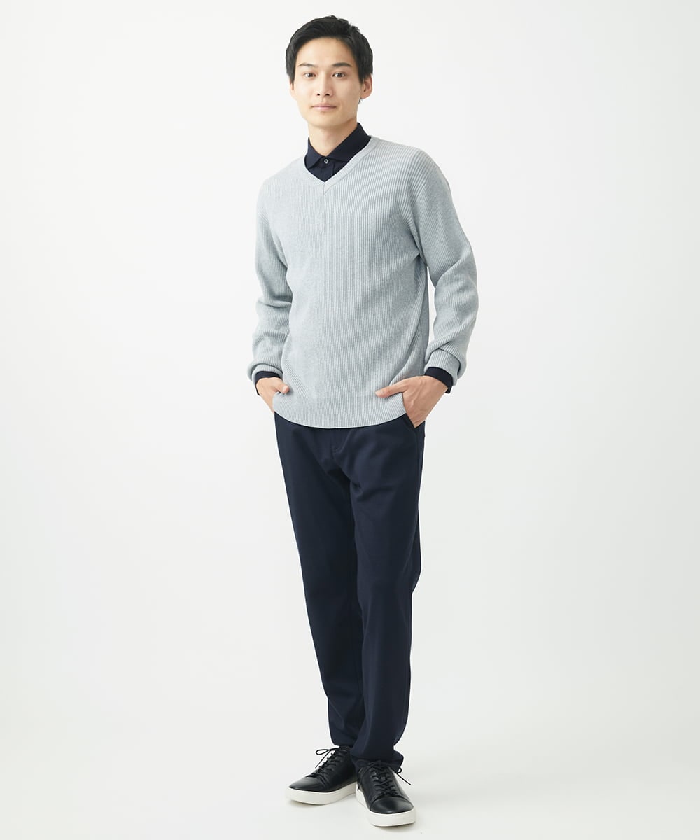MKFDA65089 MK MICHEL KLEIN HOMME(MKミッシェルクランオム) 【在庫限り！/洗える/冬春兼用】Vネックニット/綿タッチポリエステル レッド