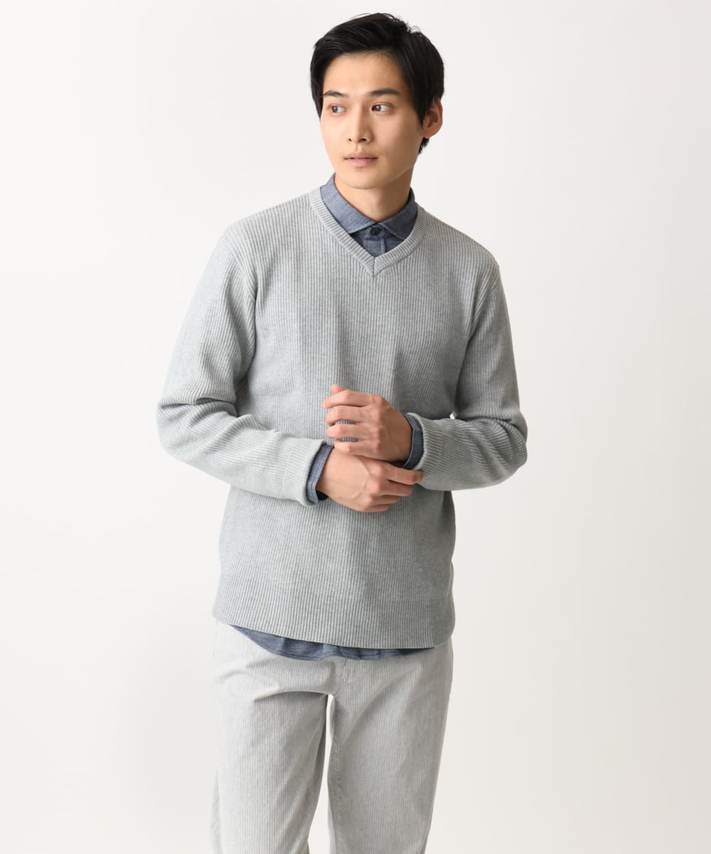 MKFDA65089 MK MICHEL KLEIN HOMME(MKミッシェルクランオム) 【在庫限り！/洗える/冬春兼用】Vネックニット/綿タッチポリエステル レッド