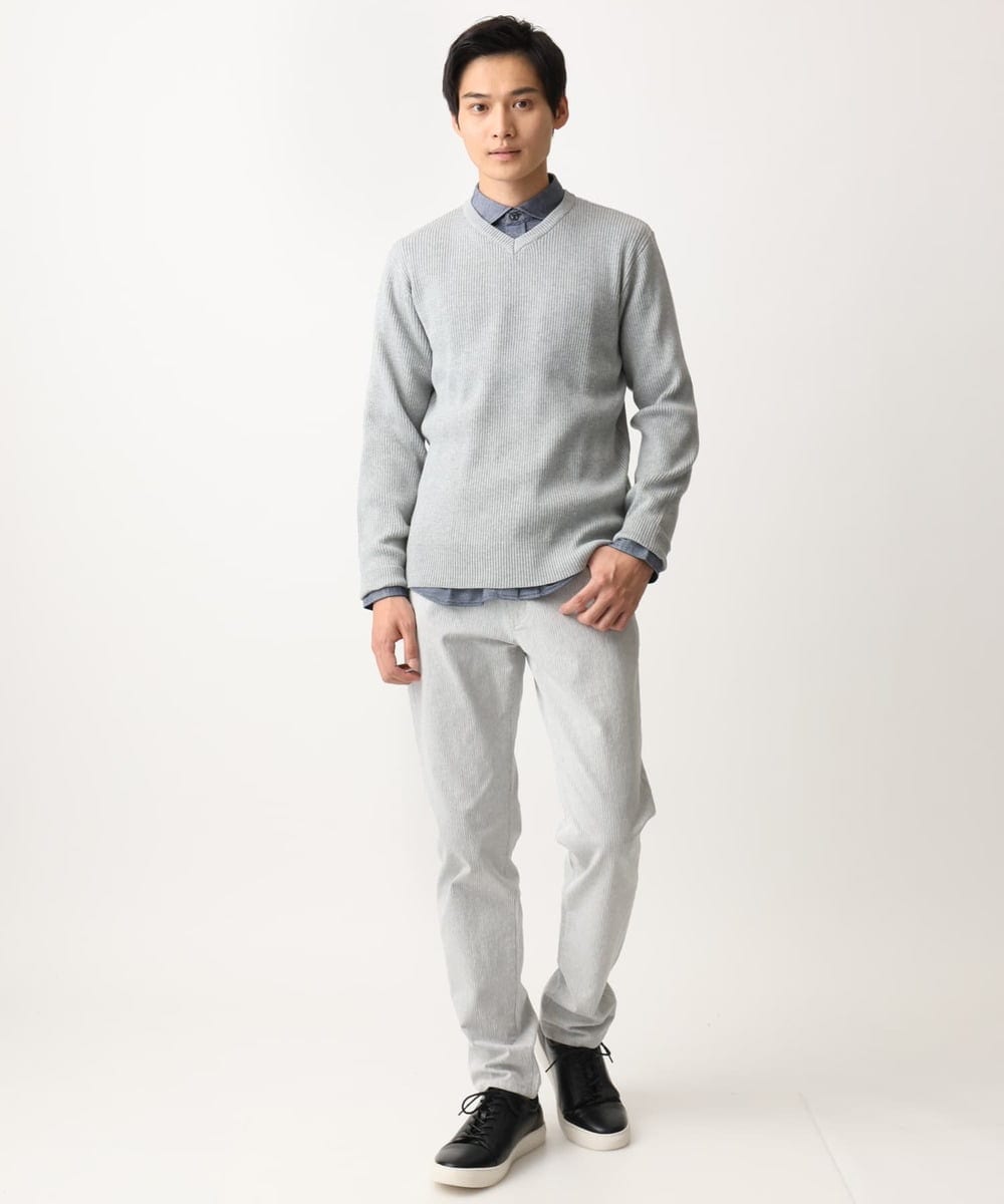 MKFDA65089 MK MICHEL KLEIN HOMME(MKミッシェルクランオム) 【在庫限り！/洗える/冬春兼用】Vネックニット/綿タッチポリエステル レッド