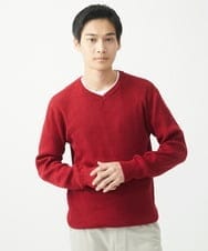 MKFDA65089 MK MICHEL KLEIN HOMME(MKミッシェルクランオム) 【在庫限り！/洗える/冬春兼用】Vネックニット/綿タッチポリエステル レッド