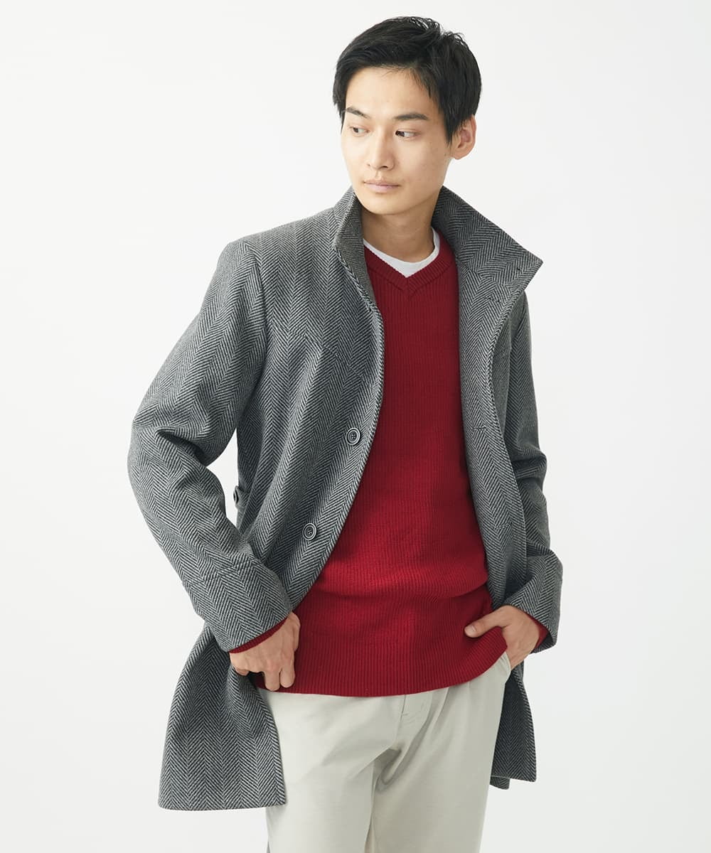 MKFDA65089 MK MICHEL KLEIN HOMME(MKミッシェルクランオム) 【在庫限り！/洗える/冬春兼用】Vネックニット/綿タッチポリエステル レッド