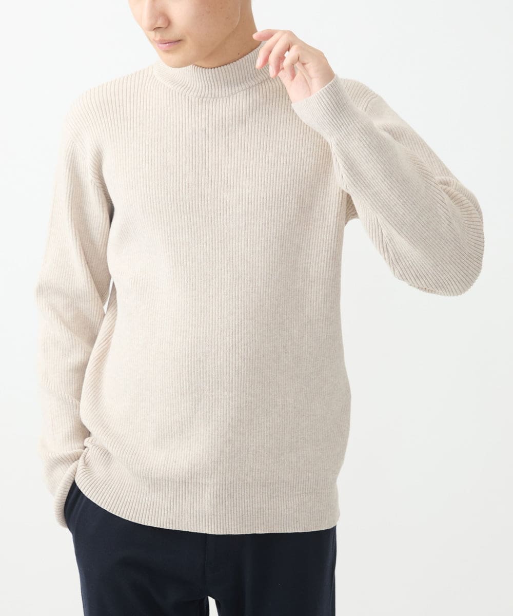 MKFDA66089 MK MICHEL KLEIN HOMME(MKミッシェルクランオム) 【残りわずか！/在庫限り】モックネックニット/綿タッチポリエステル アイボリー