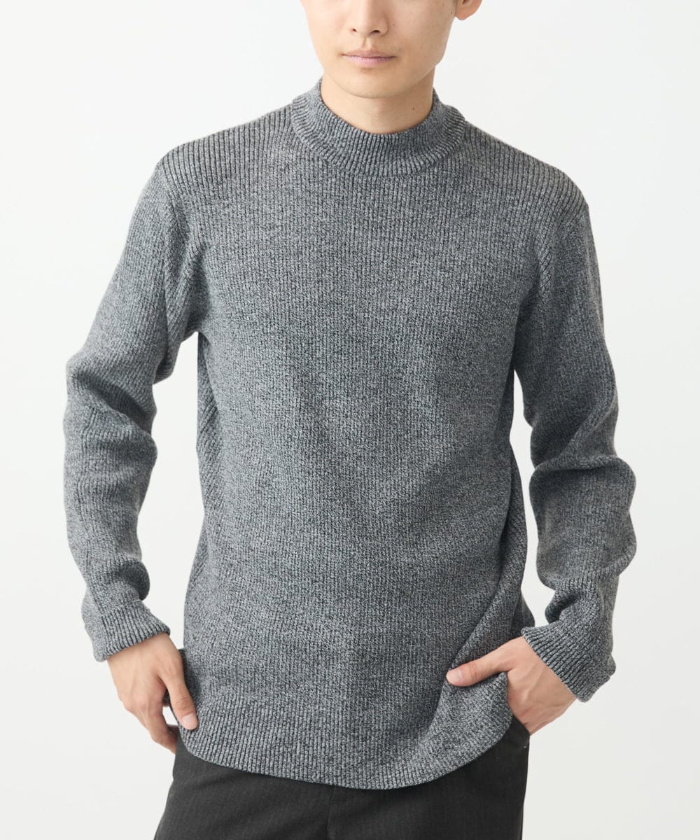 MKFDA66089 MK MICHEL KLEIN HOMME(MKミッシェルクランオム) 【残りわずか！/在庫限り】モックネックニット/綿タッチポリエステル グレー