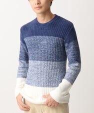 MKFDC21099 MK MICHEL KLEIN HOMME(MKミッシェルクランオム) 【ふわふわ感触／ギフト／洗える】クルーネックニット / フェザーモールヤーン ネイビー