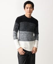 MKFDC21099 MK MICHEL KLEIN HOMME(MKミッシェルクランオム) 【ふわふわ感触／ギフト／洗える】クルーネックニット / フェザーモールヤーン ネイビー