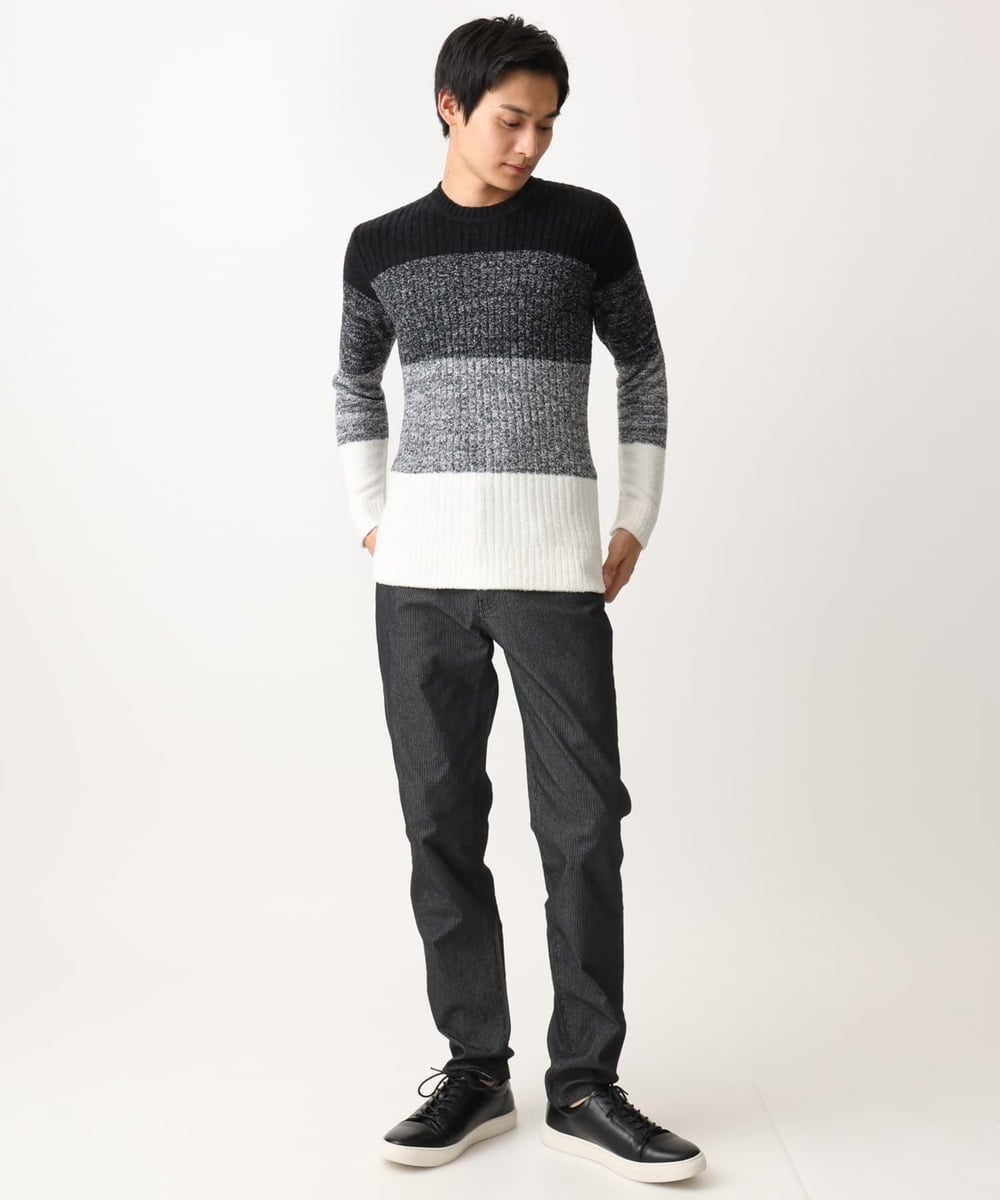 MKFDC21099 MK MICHEL KLEIN HOMME(MKミッシェルクランオム) 【ふわふわ感触／ギフト／洗える】クルーネックニット / フェザーモールヤーン ネイビー