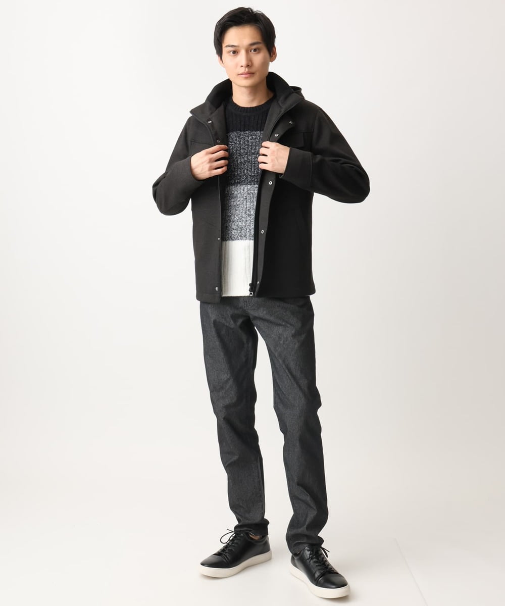 MKFDC21099 MK MICHEL KLEIN HOMME(MKミッシェルクランオム) 【ふわふわ感触／ギフト／洗える】クルーネックニット / フェザーモールヤーン ネイビー