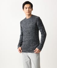 MKFDC21099 MK MICHEL KLEIN HOMME(MKミッシェルクランオム) 【ふわふわ感触／ギフト／洗える】クルーネックニット / フェザーモールヤーン ネイビー